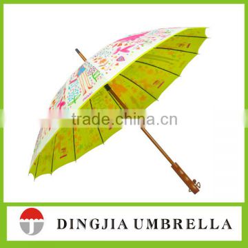 16 K wooden pole plastic umbrella clip straight umbrella