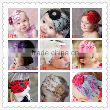 Beautiful kids girls fashion headband hair bow,baby girls feather headband,baby girls flower hair band