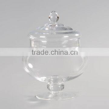 round glass jars and lids with stemmed