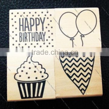square fashion carton wooden stamp for kids