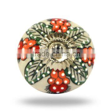 Ceramic Round Red and Orange Grapes Print Knob