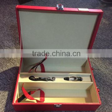 Wholesale custom high-grade PU leather 2 bottles of red wine champagne boxes