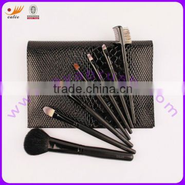 7-piece Makeup Brush Set with Alu-Ferrule and Wooden Handle
