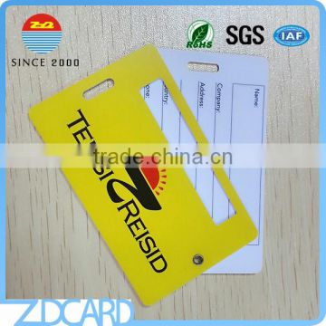 Yellow durable plastic pvc luggage tags supplier