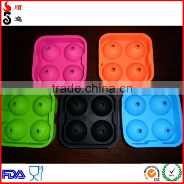 New Round Silicone Ice Balls Maker Tray FOUR Large Sphere Cube Molds