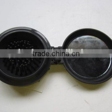 Round folding comb with mirror/hair brush