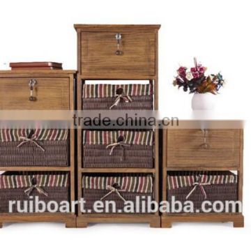 Multi PP drawer paulownia storage cabinet