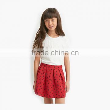 Girls Pleated Triangle Print Skirt