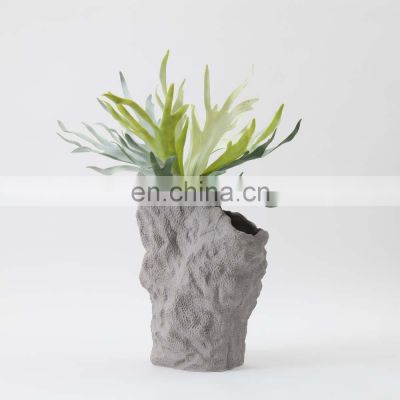 2021 New Fashion Modern Nordic Grey Matte Ceramic Porcelain Flower Vase for Home Decor