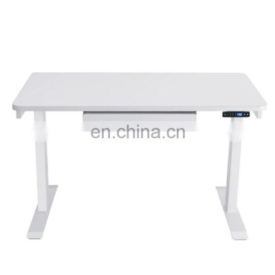 Rectangular White 1 Drawer Standing Desk with Adjustable Height Feature