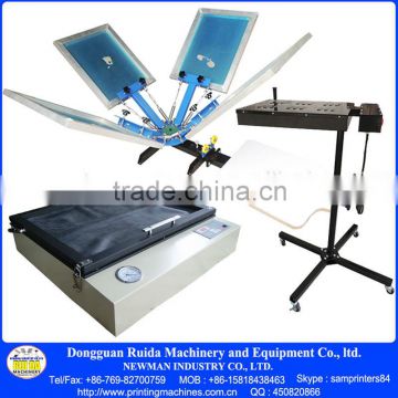 Cheap 4 Color 1 Station TShirt Manual Silk Screen Printing Machinery With Exposure Unit