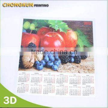 Advertising 3D Lenticular Printed Large Wall Calendar