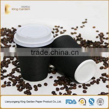 Take away pe coated disposable ripple wall paper cups with lids