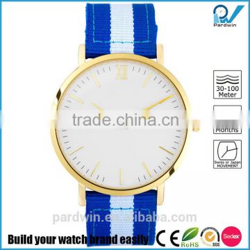 Blue and white nylon strap highly durable 20mm width 5ATM waterproof sapphire glass watch