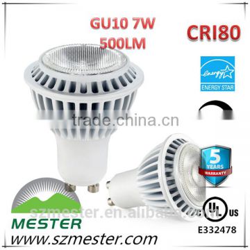 UL Energy Star 7w dimmable gu10 led with COB chip