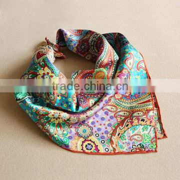 100% silk paisley print scarf 90x90