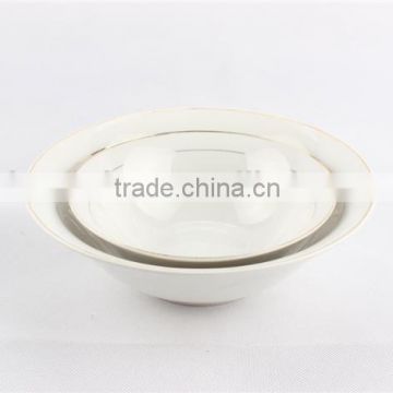 Daily used ceramic porcelain salad bowl with GGK / ceramic soup bowl with golden line