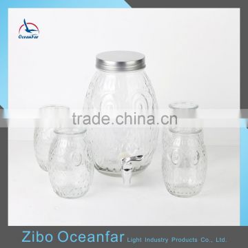 Wholesale Owl Shaped Glass Bottle High Quality Glass Jar 4L Mason Jar Drink Dispenser