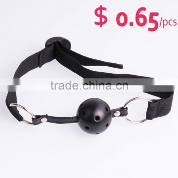 Lowest price ball gag adjustable leather mouth balls ,woman knitted strip gag by polyster                        
                                                Quality Choice