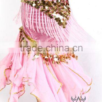 Wholesale new Arabic hot long pink belly dance chiffon skirts (QC1003)