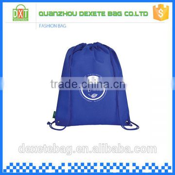 Wholesale promotion polyester blue drawstring plastic bag