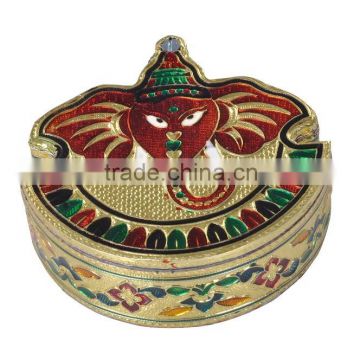 Small Ganesh designed decorative hand-made Meenakari Wedding Favor box