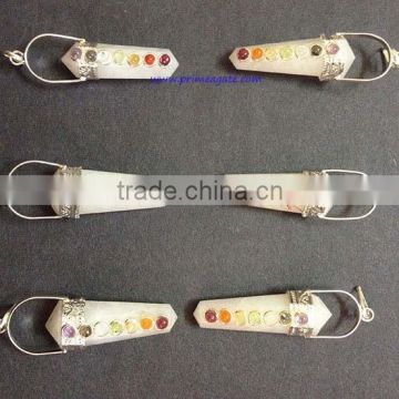 Chakra White Agate Double Point Flat Pendant | Wholesale Agate Jewellery Supplier
