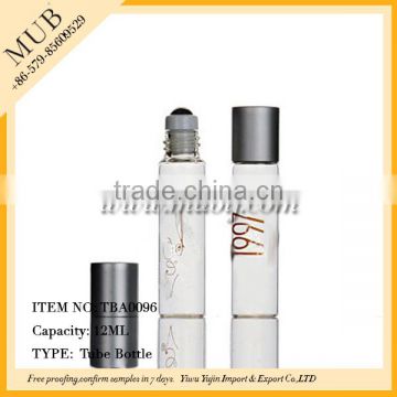 High quality 12ml frost roll on glass bottle with aluminum cap