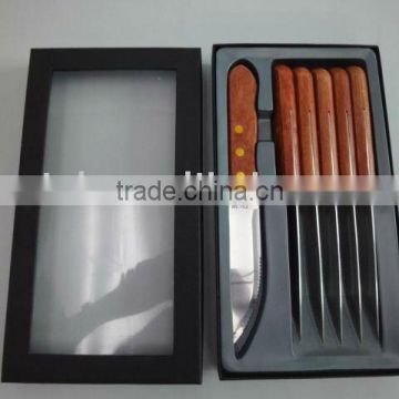 unique steak knife sets with wood handle curved stainless steel kittchen knife