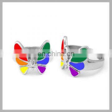 Wholesale butterfly stainless steel gay pride ring lesbian jewelry