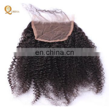 Original Brazilian raw virgin curly afro kinky curl human hair lace closure