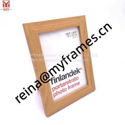 Cheap Price MDF Picture Frame Log Color Wood Grain Wide Edge Photo Frame