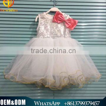Wholesale new stylish boutique golden sequin bridesmaid baby girls dress for Christmas