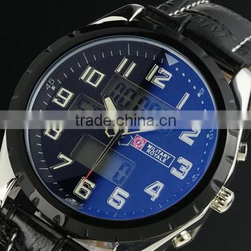 New Classic Swiss Design Mens Man Black Face Army Military Leather Sport Watch
