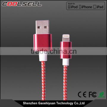 Original high quality mfi custom logo colorful nylon braide USB data cable for iphone 5 mfi charger cable mfi certified