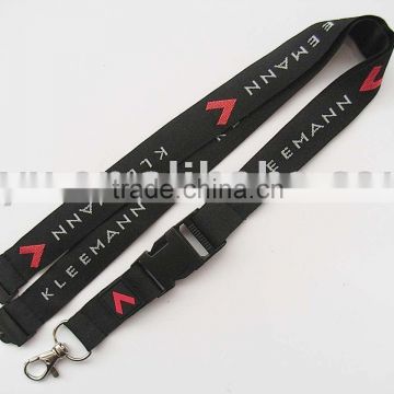 black breakaway lanyard with with woven logo for id card holder