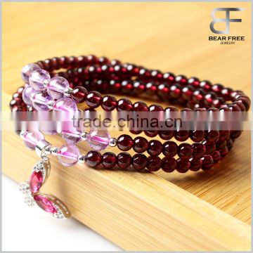 6mm Buddha Buddhist Natural Amethyst Prayer Mala Beads Bless Bracelet Necklace