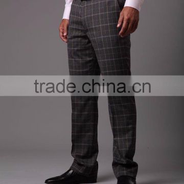 Bespoke high quality wool brown checks men pants/trousers