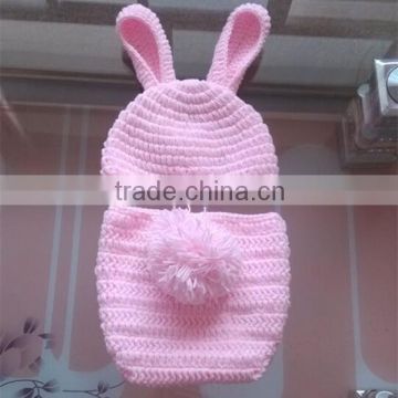 popular design hand Crochet Bunny Hat Diaper Cover