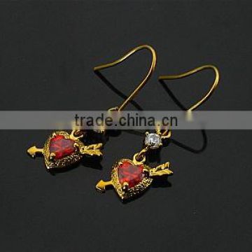 gold hanging heart earrings for women(HE10031)