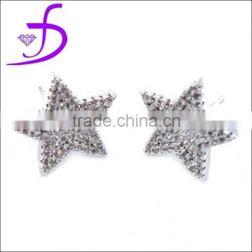 925 sterling silver rhodium plated star shape ear stud for girls