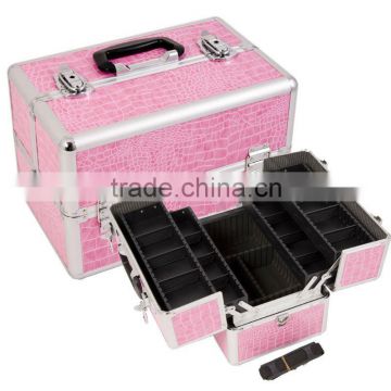 High Quality Aluminum Finish large Cosmetic Case / Makeup Box(XY-281)
