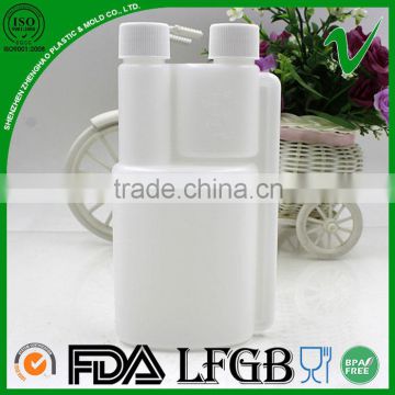 customized high quality HDPE double neck plastic bottle with screw cap