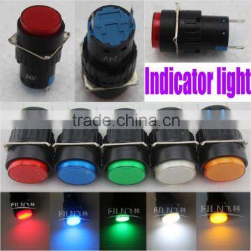 New style 16mm diameter , 25pcs per box , 5 colors , indicating lamp