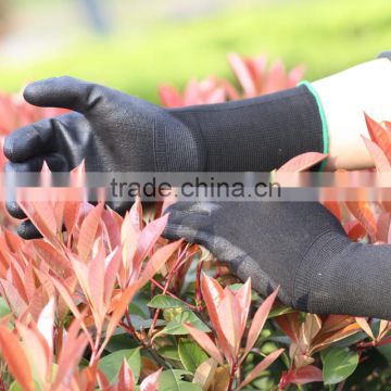 NMSAFETY 13g PU gloves black nylon liner PU wroking gloves strong abrasion performance
