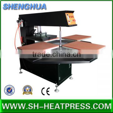 Fast printing speed four stions heat transfer press machine for mass prioduction of tshirts