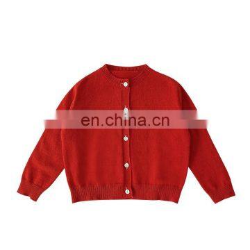 C1076/Cotton simple fashion kids sweater coat girls wholesale boutique knit cardigan