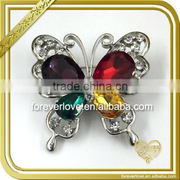 Simple butterfly rhinestone brooch,wholesale silver brooch design FB063
