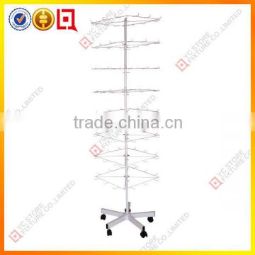 Free standing wire spinning display rack with 8 levels