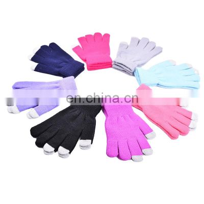 HY Solid Colors Wholesale Winter Warm Classical Knitted Cycling Screen Touch Gloves